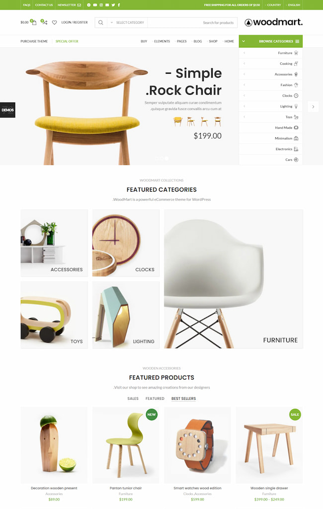 Tema de WordPress de derecha a izquierda (RTL) de WoodMart-rtl-theme