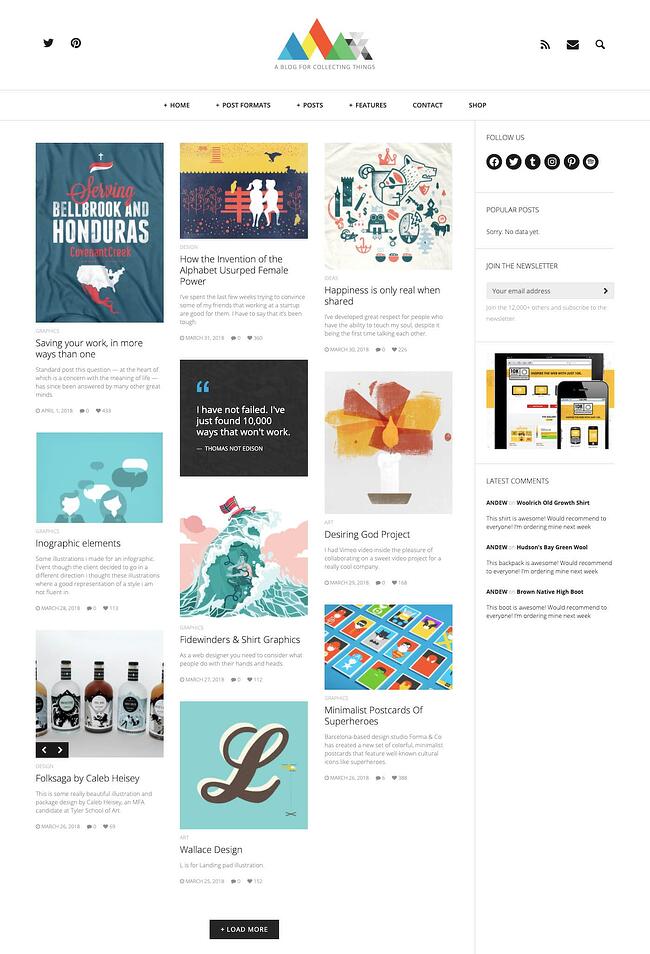 mejor tema de WordPress estilo Pinterest: Heap