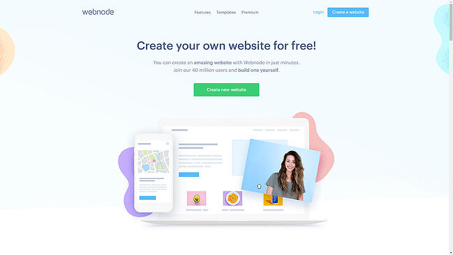 página de inicio de webnode