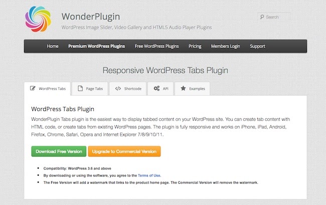 página del producto para las tarjetas maravillosas del complemento de wordpress
