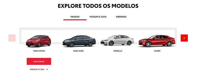 un ejemplo de marcadores de wordpress en el sitio web de Toyota