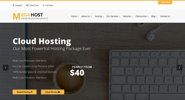 Demostración predeterminada del tema MegaHost WordPress