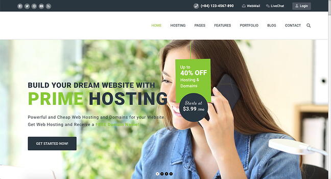 Demostración predeterminada para el tema de WordPress de Prime Hosting