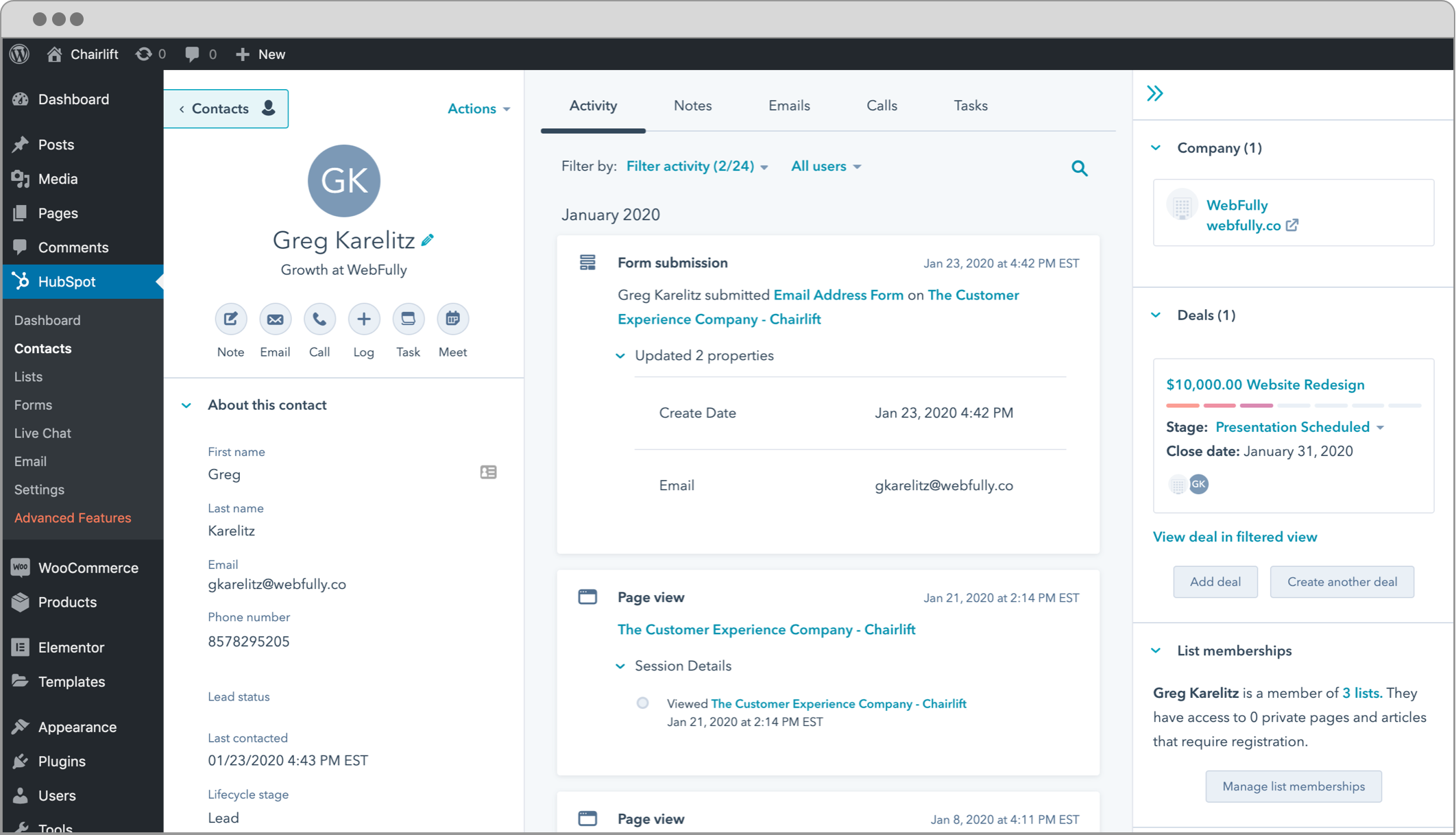 Enchufe de HubSpot-WordPress