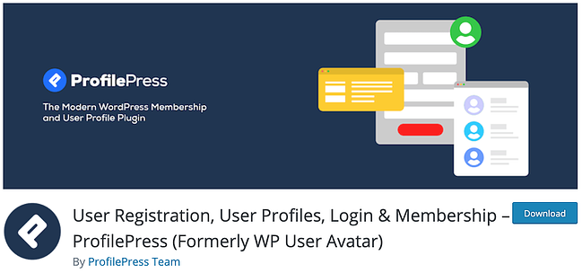 página de descarga del plugin de avatar wordpress profilepress