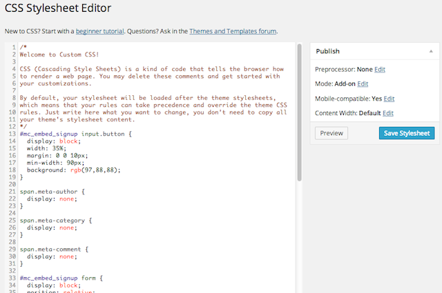 Editor de hojas de estilo CSS