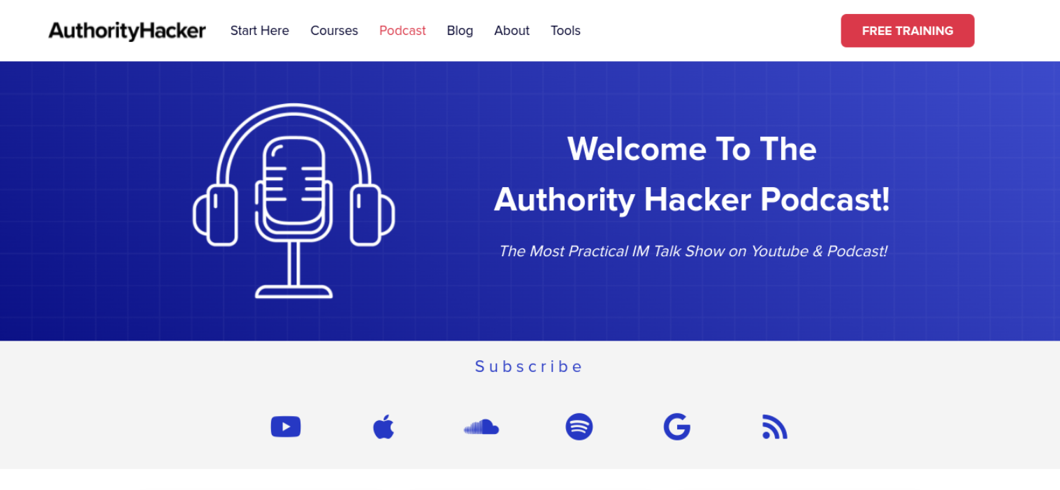El podcast AuthorityHacker comparte su experiencia en SEO. 