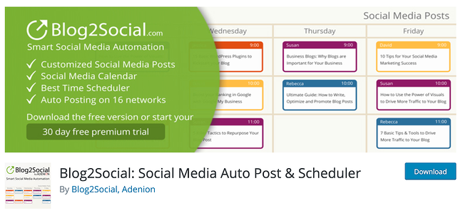 Complemento de Facebook para WordPress - Blog2Social