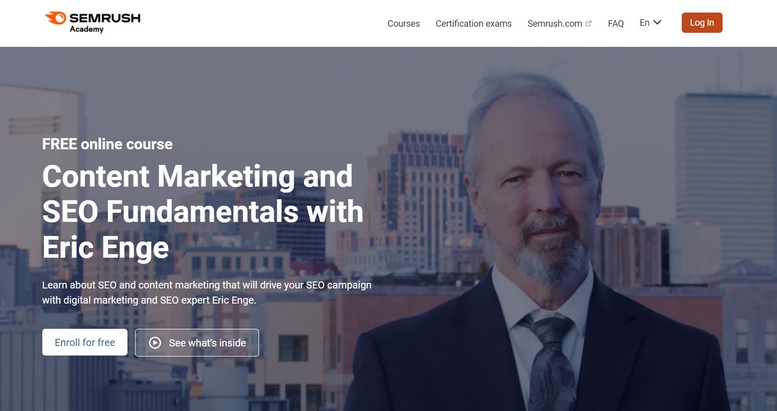 El curso Fundamentos de marketing de contenidos y SEO de Semrush incluye capacitación en investigación de palabras clave.