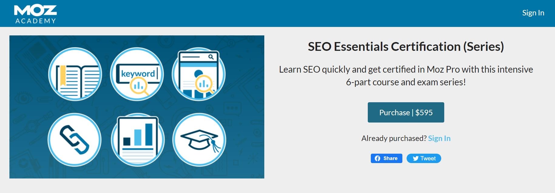 El curso de certificación SEO Essentials de Moz incluye capacitación en investigación de palabras clave.