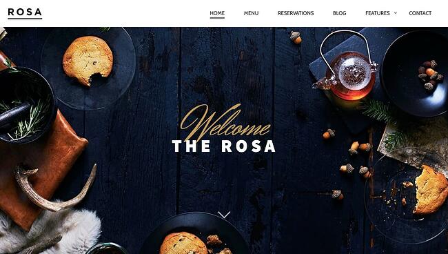 El tema de paralaje gratuito Rosa Lite incluye control deslizante de imagen de mesa de restaurante