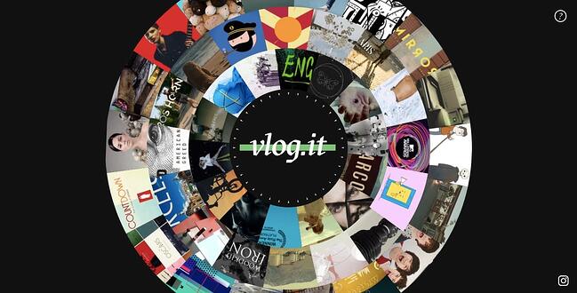 Diseño de sitio web con videoclips en un círculo para que parezca un plato