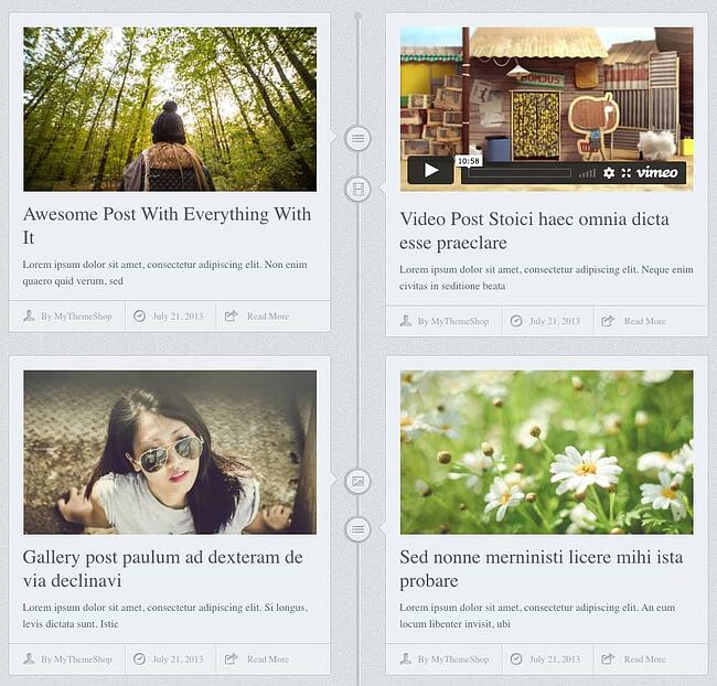 ejemplo de una página de estilo de línea de tiempo de Facebook hecha con un tema de cronología