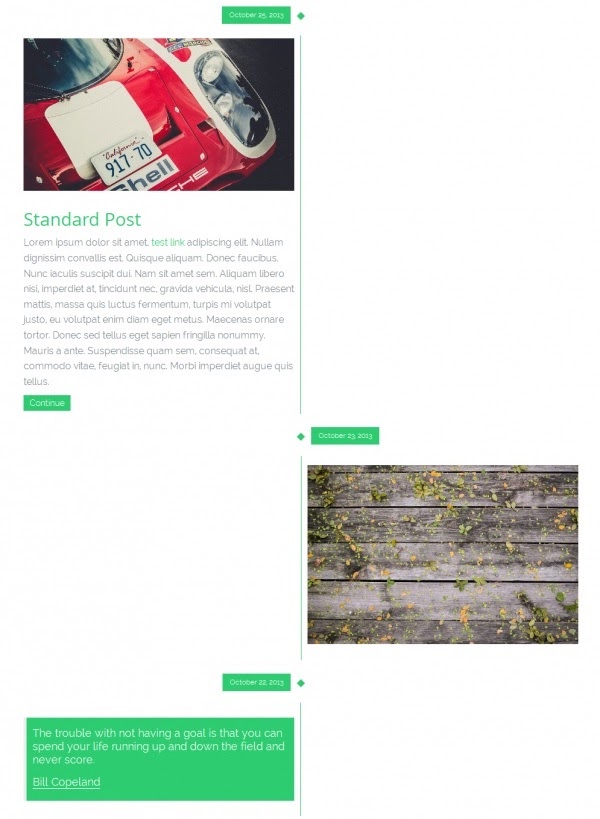 ejemplo de una página de estilo de línea de tiempo de Facebook hecha con el tema timeme wordpress