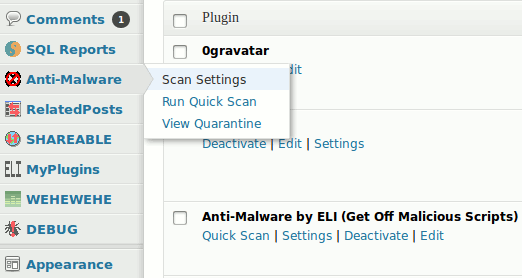 Complemento antimalware de WordPress