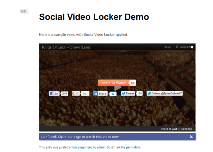 Social Video Locker Un complemento de WordPress para bloquear contenido
