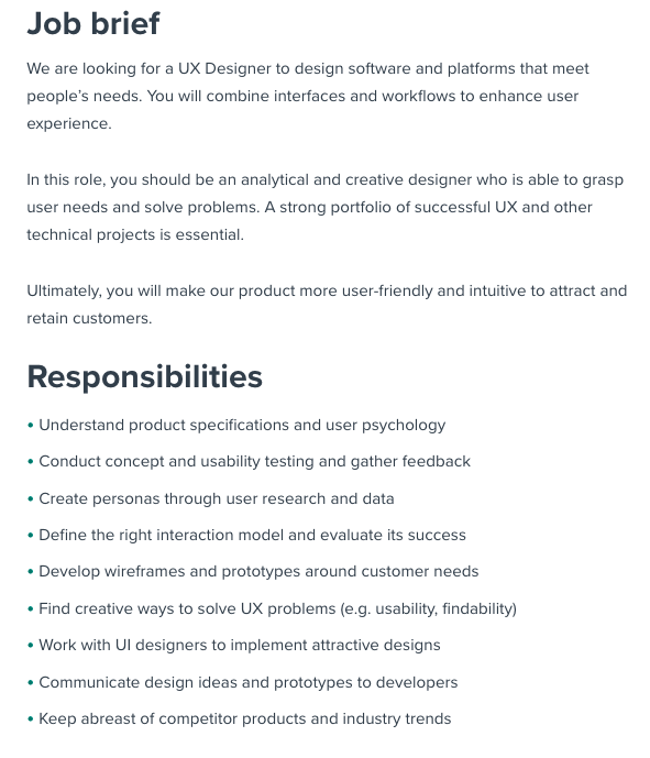 Descripción del trabajo Diseño UX