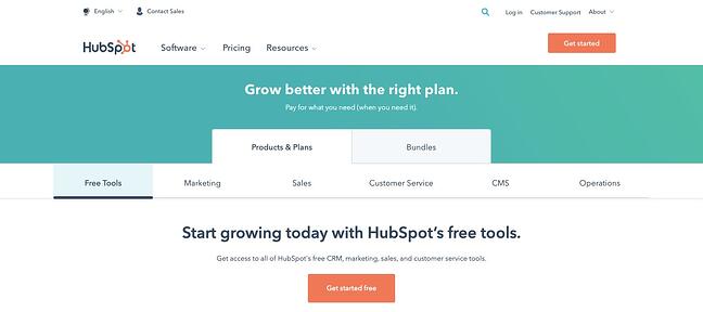 Las páginas de precios con pestañas de HubSpot demuestran la ley de Hick en acción