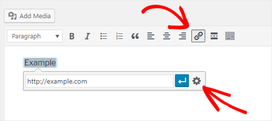 añadir un enlace al editor clásico de WordPress