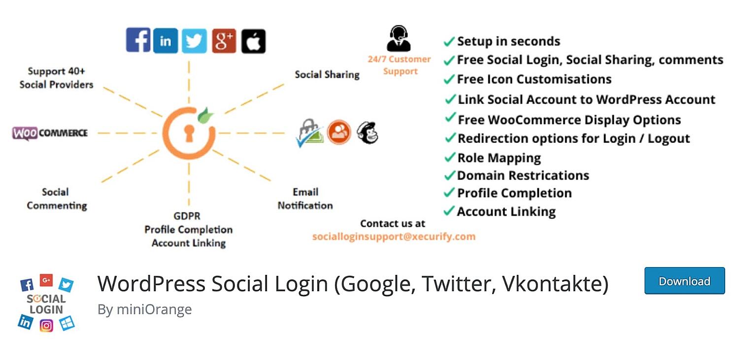 Complemento de inicio de sesión social de WordPress. Compartiendo socialmente