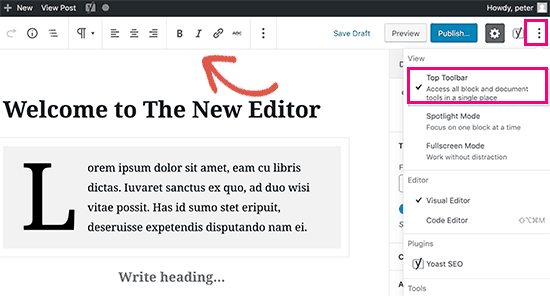 consejos para usar el editor de contenido de WordPress