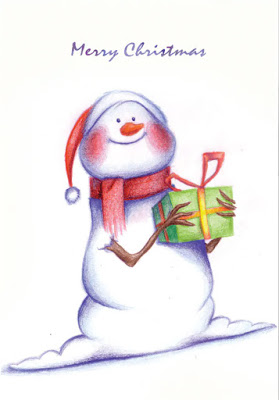 Tarjeta de felicitación: muñeco de nieve de Navidad