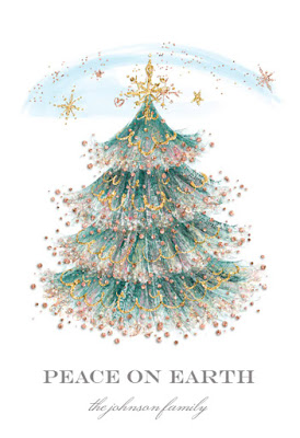 Tarjeta de felicitación: árbol de Navidad con purpurina