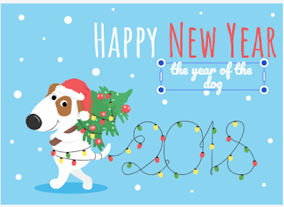 Tarjeta de felicitación: perro y abeto