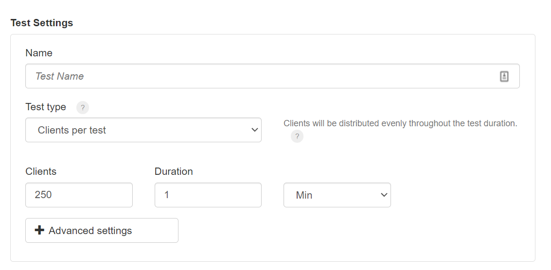 Configuración de los parámetros de prueba de carga de WordPress