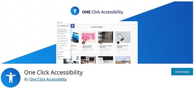 página de descarga para el complemento de accesibilidad de wordpress accesibilidad con un clic