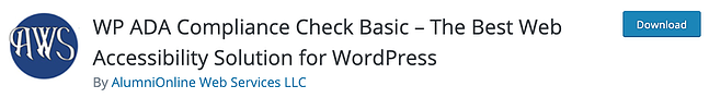 Página de descarga del complemento de accesibilidad básica de verificación de cumplimiento de WP ADA