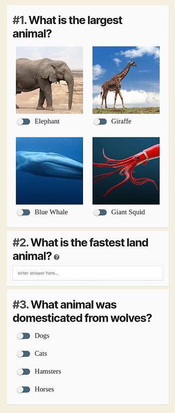 Ejemplo de cuestionario creado con el complemento HD Quiz para WordPress