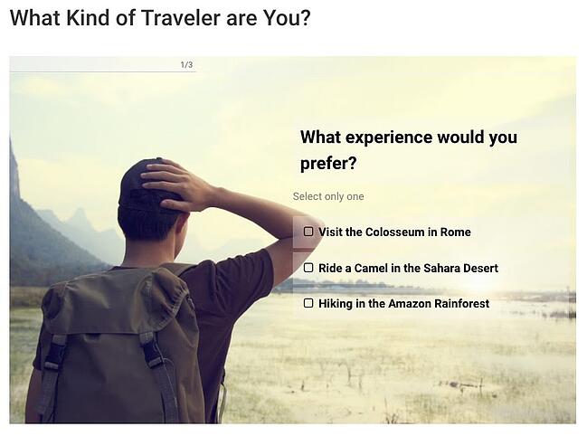 Cuestionario de personalidad creado con el complemento Advisor Quiz para WordPress