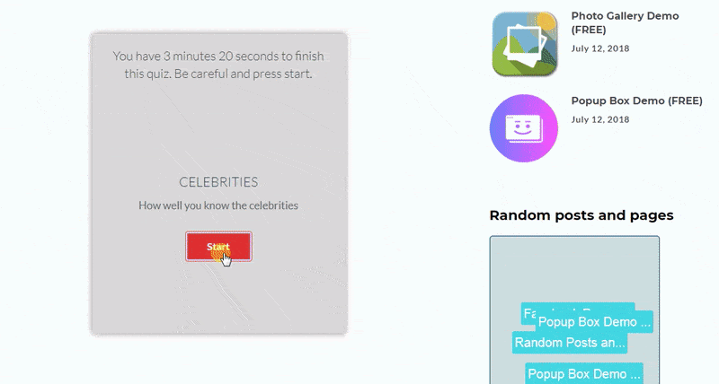 Usuario completando un cuestionario de tiempo creado con el complemento Quiz Maker para WordPress