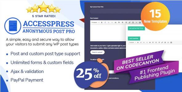 complemento accesspress anónimo wordpress post pro con 25% de descuento