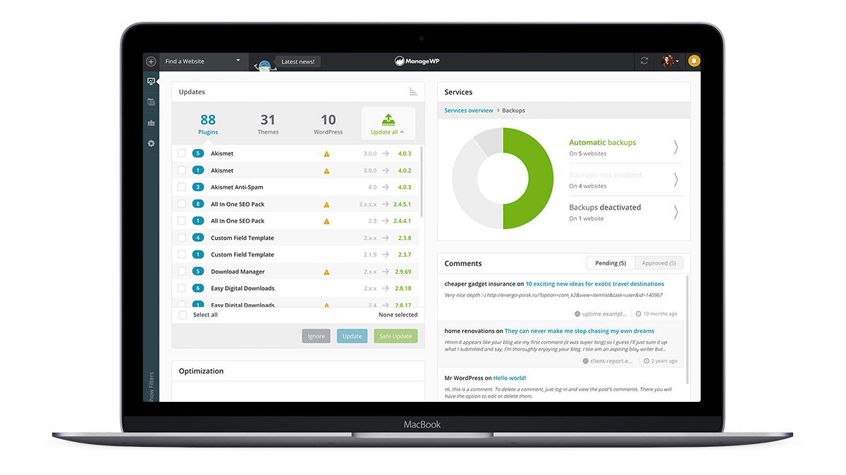 ManageWP - Herramienta de administración de sitios de WordPress