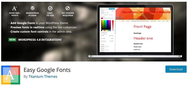 página de descarga para wordpress google fonts plugin fácil google fonts