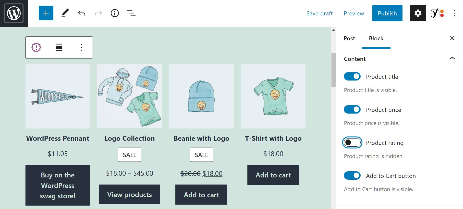 Configuración de contenido para bloquear los últimos productos de WooCommerce