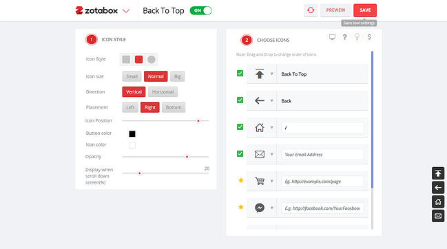 Estilos de iconos para el complemento Back to Top Pro para WordPress