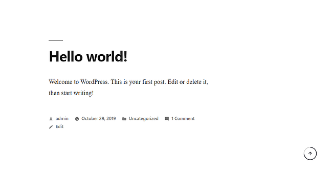 Demostración del complemento Smooth Back To Top Button en el editor de WordPress Gutenberg