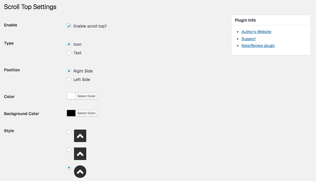 Estilos de botones para ID Volver arriba Complemento de WordPress