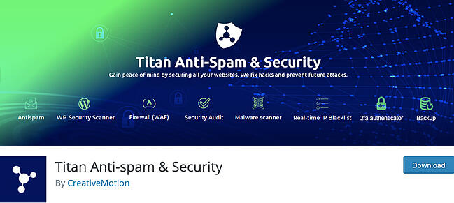 Página que enumera el complemento Titan Anti-Spam & Security para WordPress
