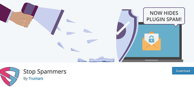 Página que enumera el complemento Stop Spammers para WordPress