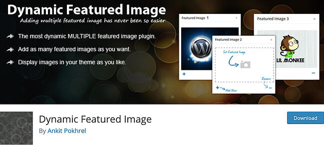 Página de lista de complementos en miniatura de WordPress Imagen destacada dinámica
