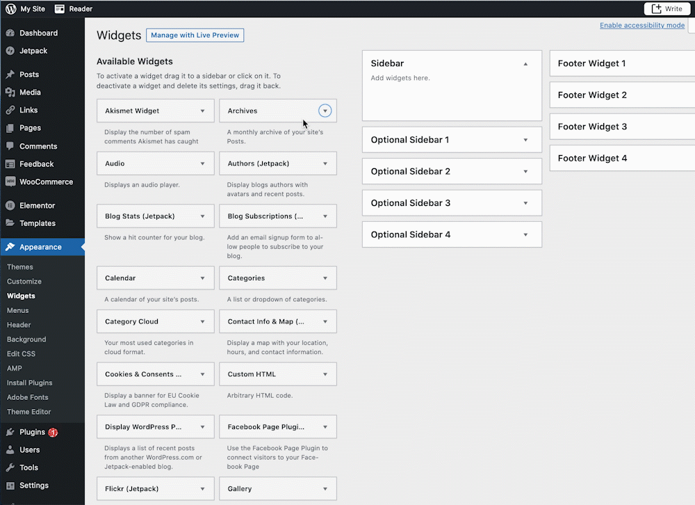 Cómo agregar un widget en un gif de WordPress