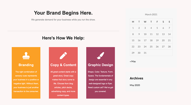 Widget de calendario en la barra lateral del sitio web 