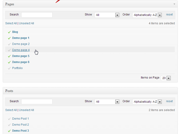 demostración de cómo agregar un widget a páginas específicas a la vez