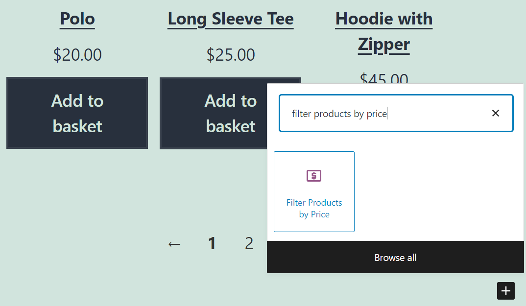 Adición del filtro de productos por precio en el bloque WooCommerce