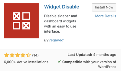 el widget deshabilita el complemento para eliminar la barra lateral en wordpress