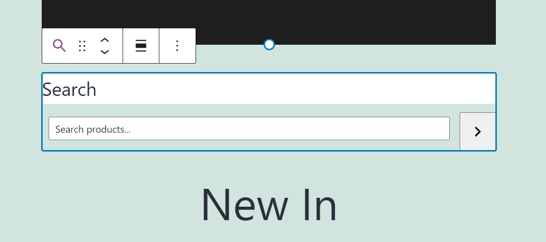Bloque Buscar productos en el Editor de bloques